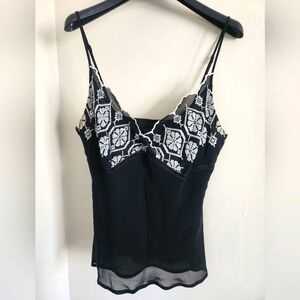 Lapis Size S Tank Top Black With White Embroidery